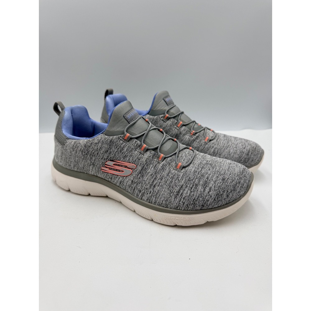 Skechers Summits Sneakers Women 9.5 Gray ‎ Bungee Slip On 12983 GYBL